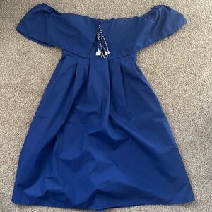 Elegant Blue Off-Shoulder Midi Dress
